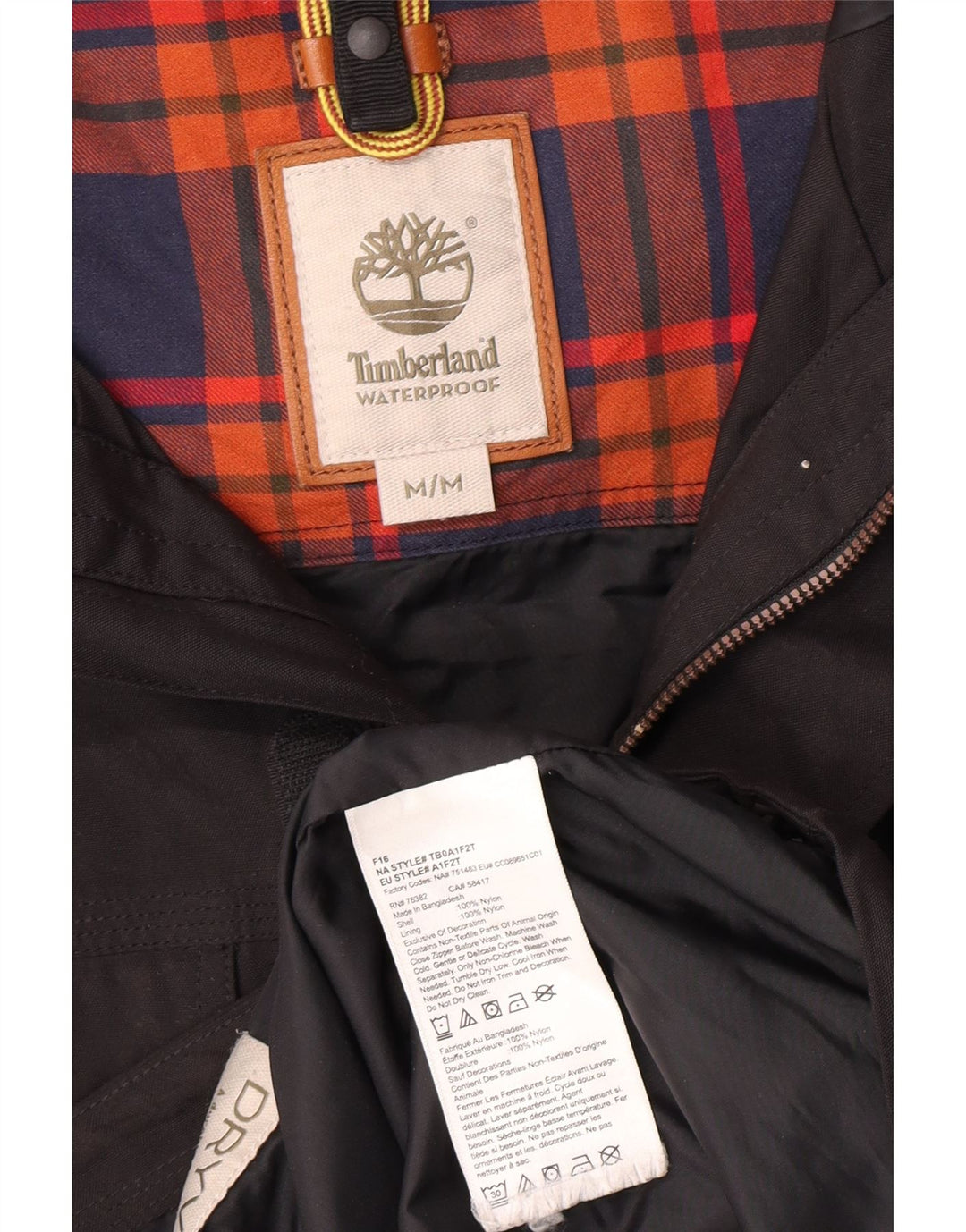 Timberland Mens Hooded Windbreaker Jacket UK 38 Medium Black Nylon