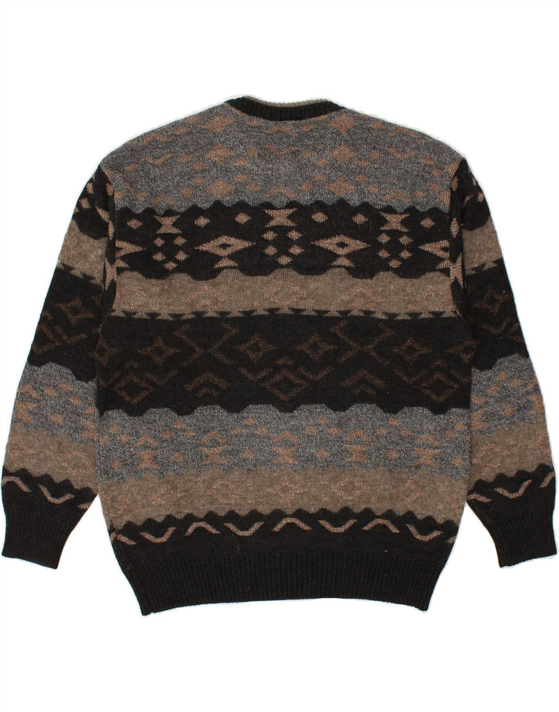 MONTE CARLO Mens Crew Neck Jumper Sweater IT 48 Medium Brown Fair Isle | Vintage Monte Carlo | Thrift | Second-Hand Monte Carlo | Used Clothing | Messina Hembry 
