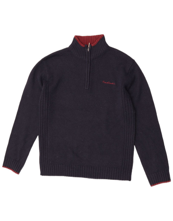 Pierre Cardin Mens Zip Neck Jumper Sweater Small Navy Blue Acrylic