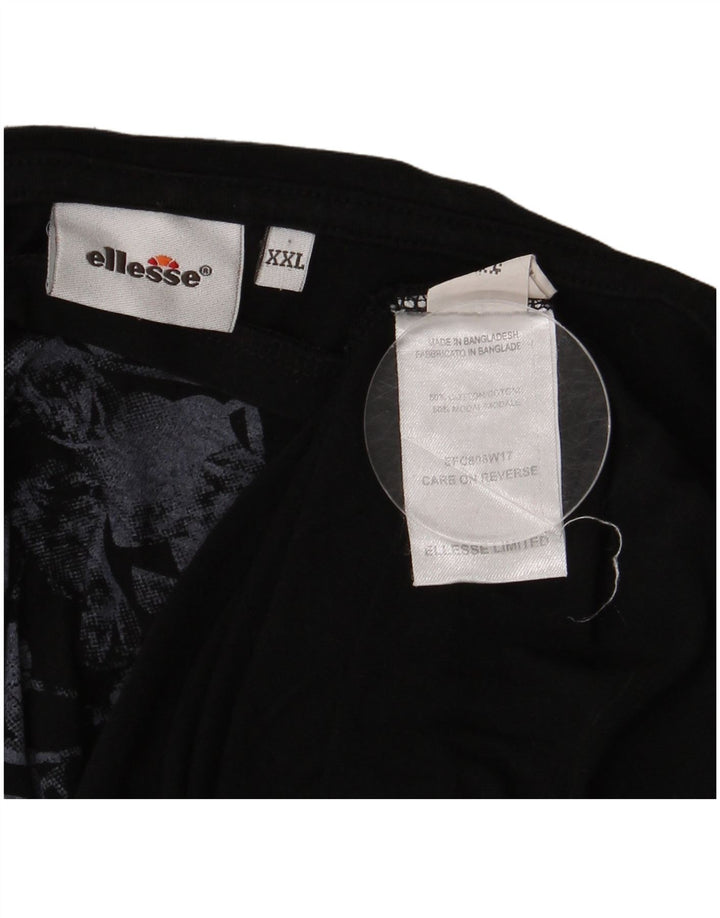 ELLESSE Womens Graphic T-Shirt Top UK 20 2XL Black Cotton