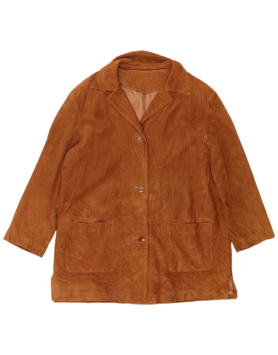 Diletta Lelli Womens Suede Overcoat UK 20 2XL Brown Leather
