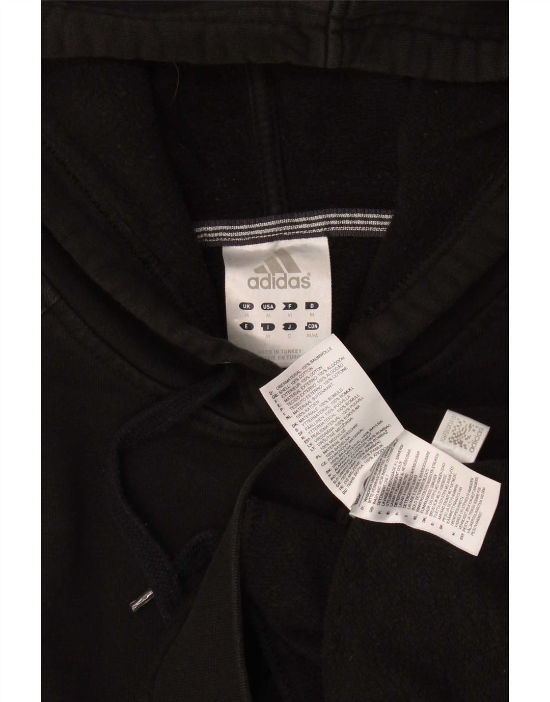 Adidas Mens Hoodie Jumper Medium Black Cotton