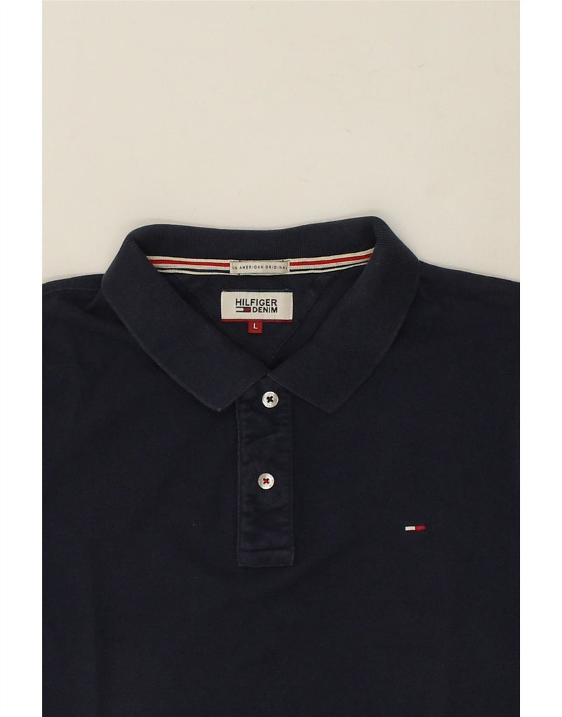 TOMMY HILFIGER Mens Slim Polo Shirt Large Navy Blue Cotton Vintage Tommy Hilfiger and Second-Hand Tommy Hilfiger from Messina Hembry 