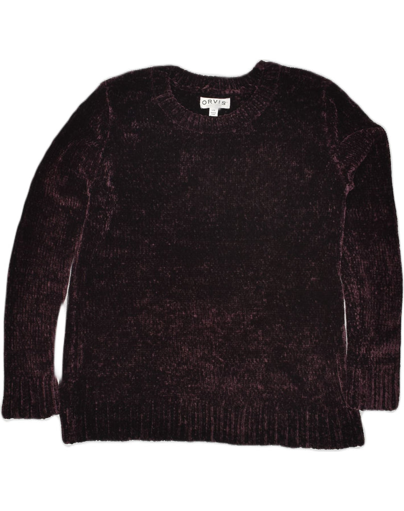 ORVIS Womens Fleece Jumper UK 16 Large Maroon Polyester | Vintage Orvis | Thrift | Second-Hand Orvis | Used Clothing | Messina Hembry 