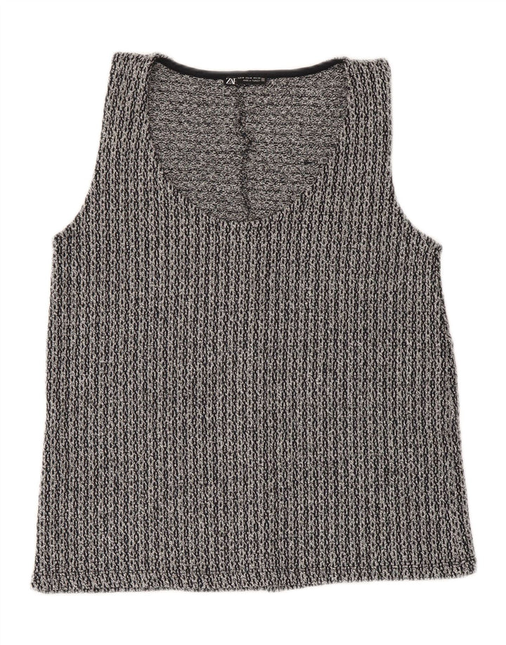 Zara Womens Vest Top UK 12 Medium Grey Polyester