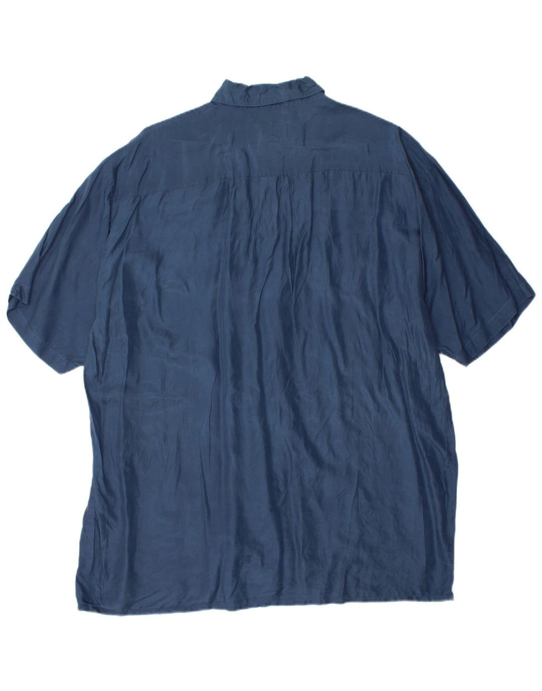 BRUGI Mens Short Sleeve Shirt Large Navy Blue Silk