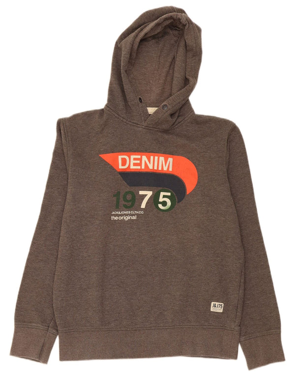 Jack & Jones Mens Graphic Hoodie Jumper Large Grey