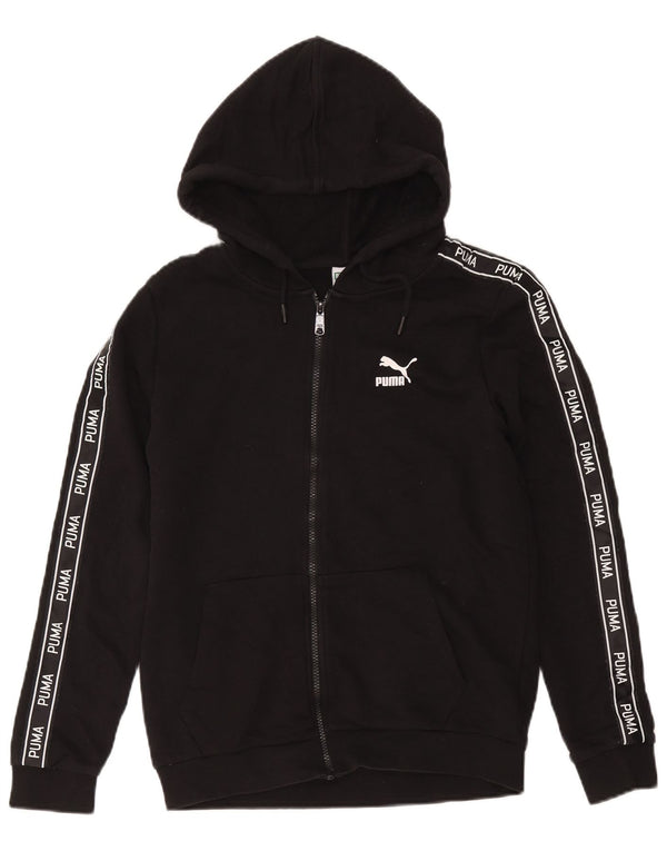 Puma Womens Graphic Zip Hoodie Sweater UK 10 Small Black Cotton