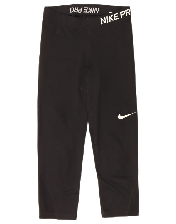 Nike Womens Capri Graphic Leggings UK 8 Small Black Polyester