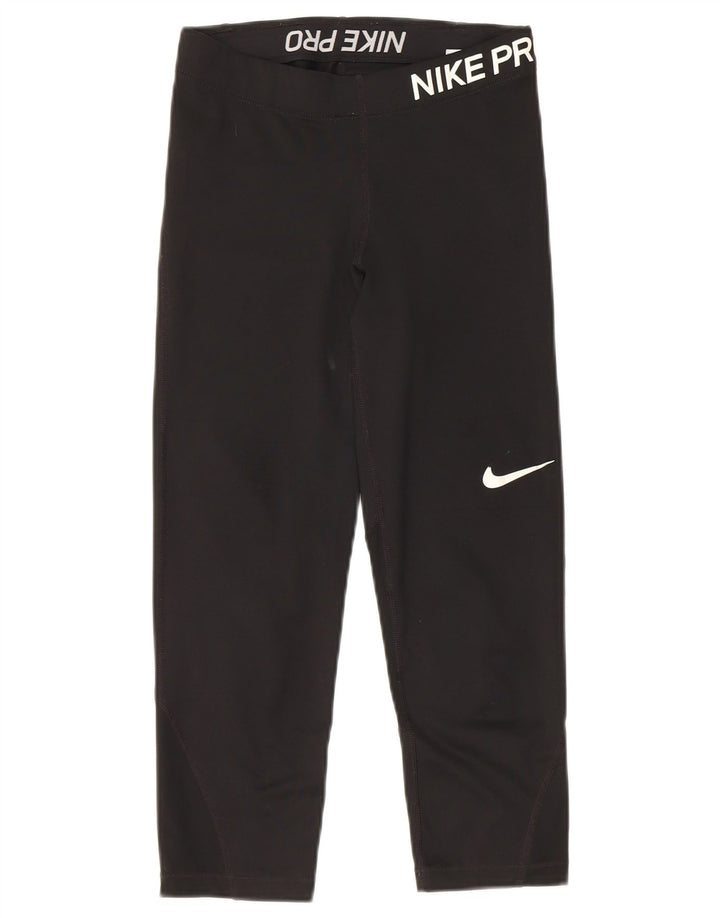 Nike Womens Capri Graphic Leggings UK 8 Small Black Polyester