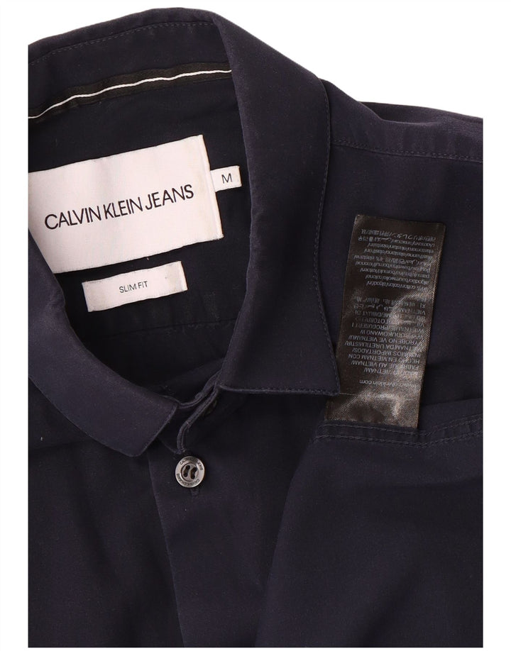 Calvin Klein Jeans Mens Slim Fit Shirt Medium Navy Blue Cotton
