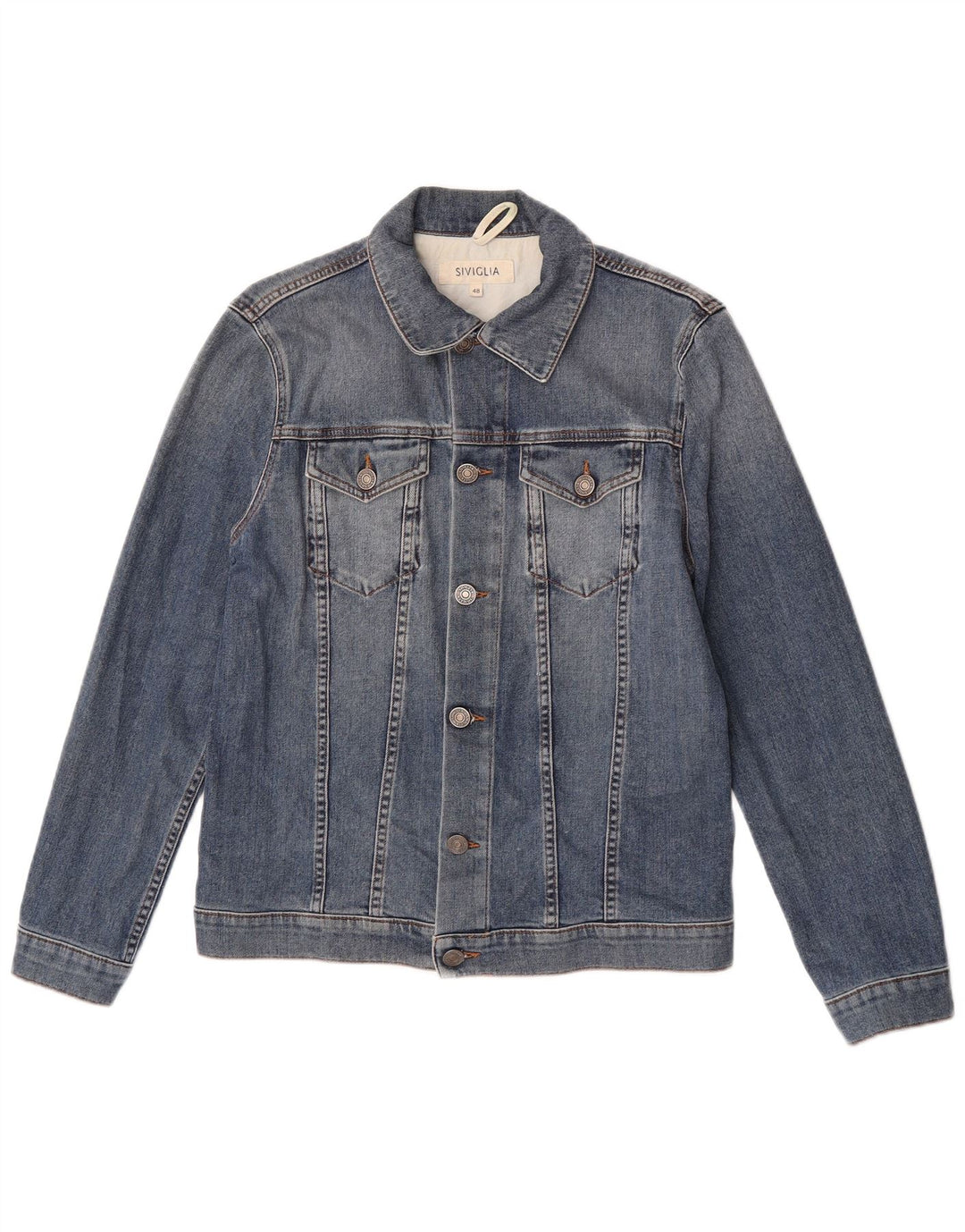 SIVIGLIA Mens Denim Jacket IT 48 Medium Blue Cotton