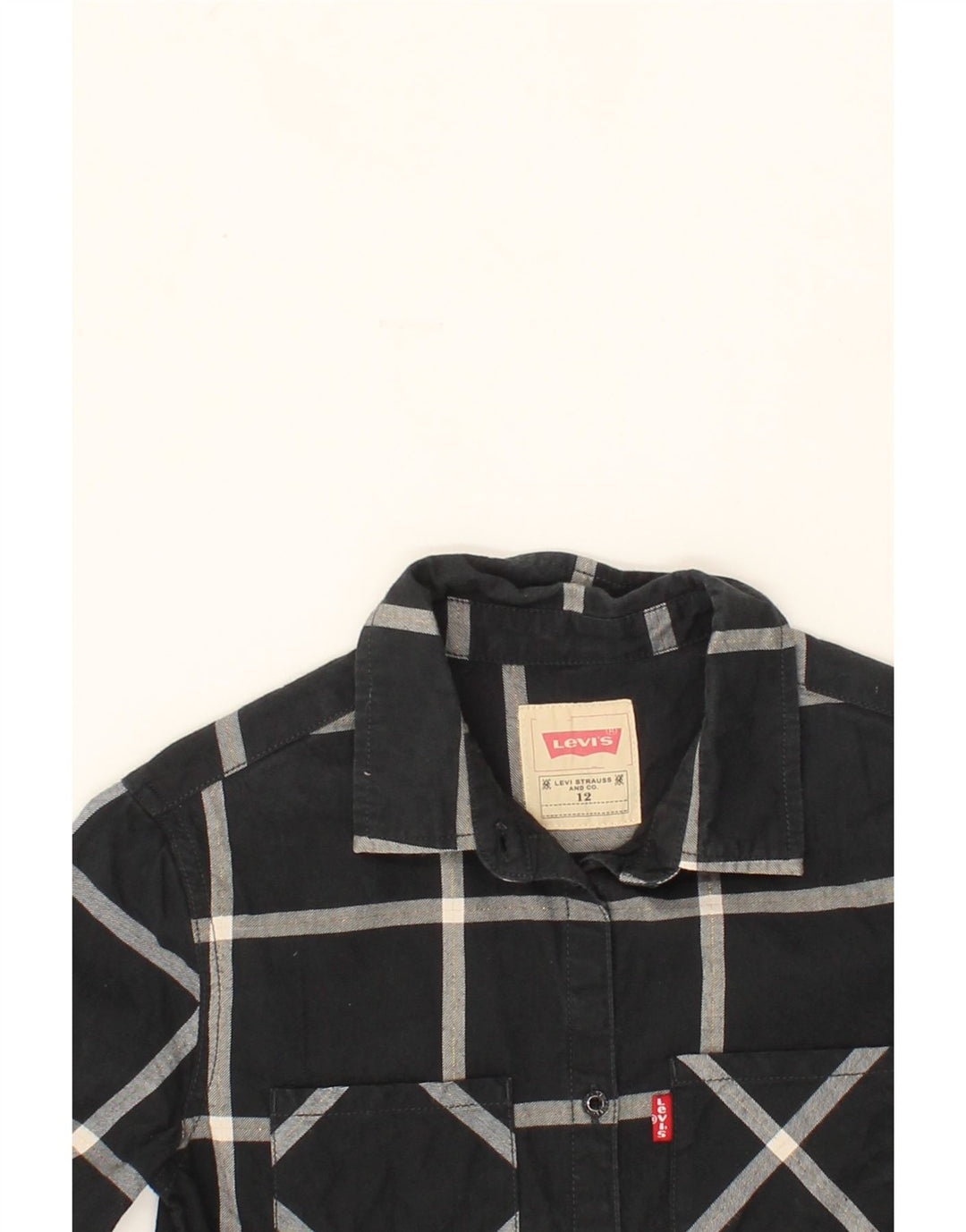 LEVI'S Girls Shirt 11-12 Years Black Check Cotton Vintage Levi's and Second-Hand Levi's from Messina Hembry 