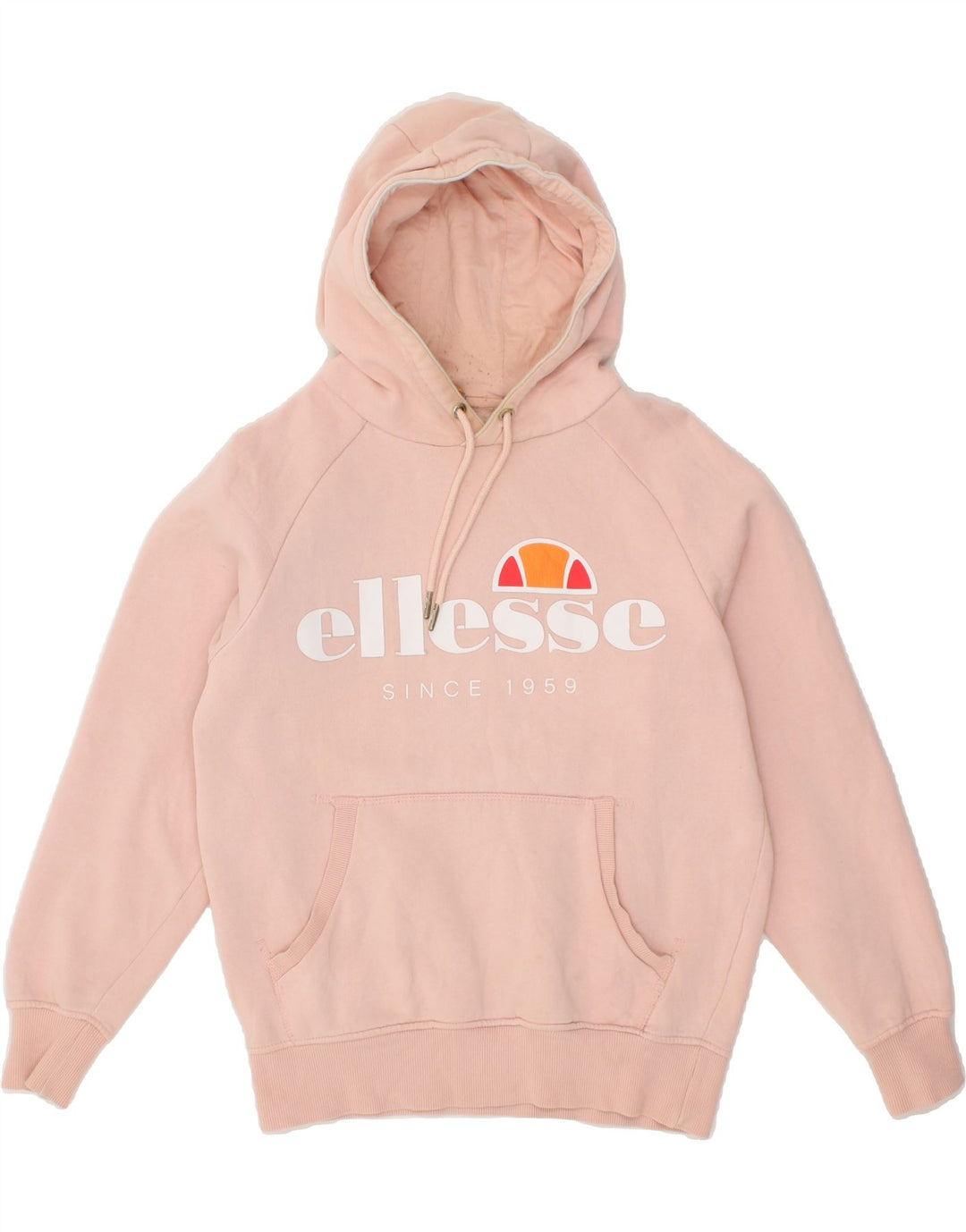 ELLESSE Womens Graphic Hoodie Jumper US 8 Medium Pink Cotton Vintage Ellesse and Second-Hand Ellesse from Messina Hembry 