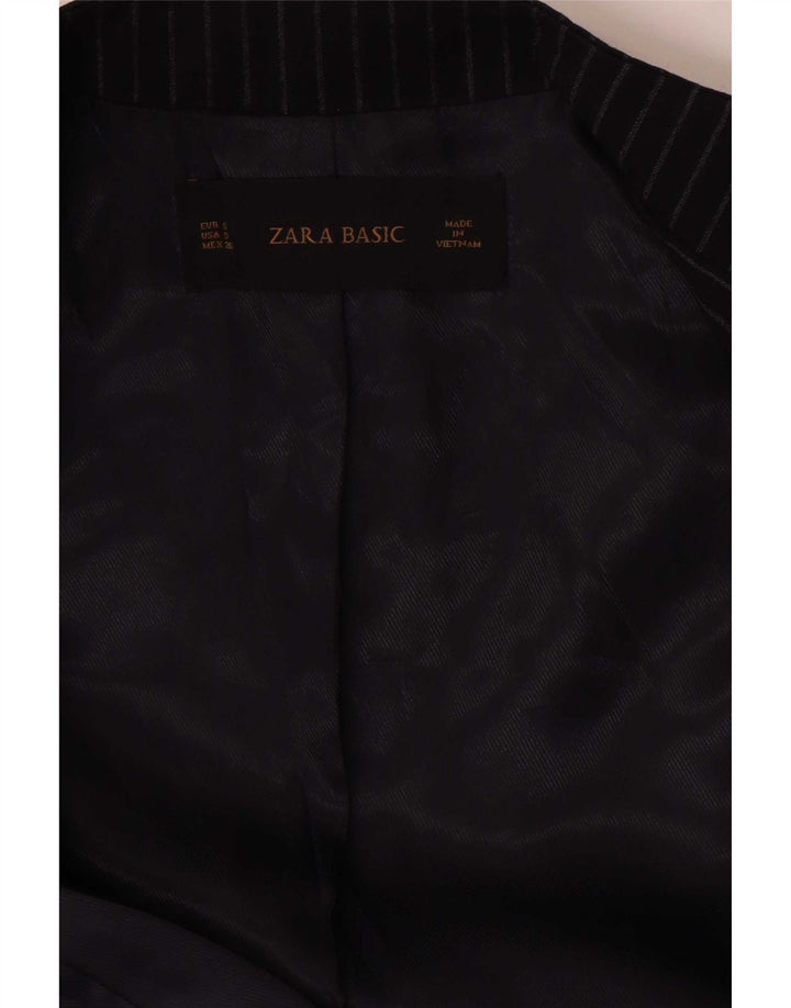 Zara Womens Open Blazer Jacket UK 8 Small Navy Blue Pinstripe