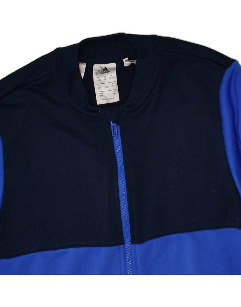 ADIDAS Boys Graphic Tracksuit Top Jacket 11-12 Years Blue Colourblock | Vintage Adidas | Thrift | Second-Hand Adidas | Used Clothing | Messina Hembry 