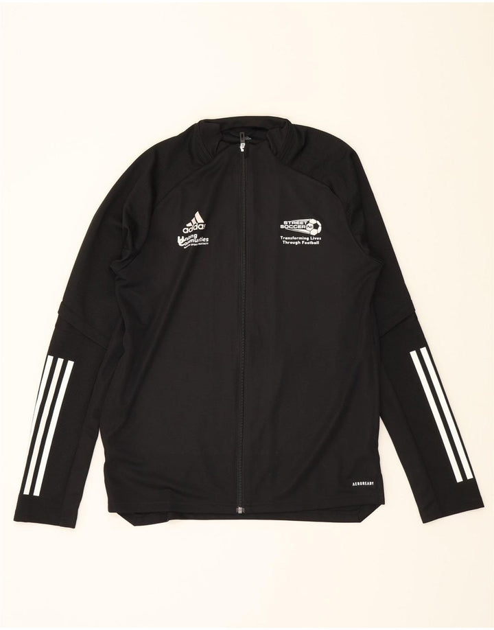 ADIDAS Mens Aeroready Graphic Tracksuit Top Jacket Medium Black Polyester Vintage Adidas and Second-Hand Adidas from Messina Hembry 