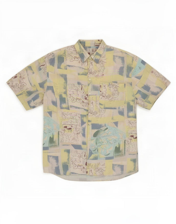 Bodoni Mens Short Sleeve Shirt Size 39/40 Medium Multicoloured Patchwork