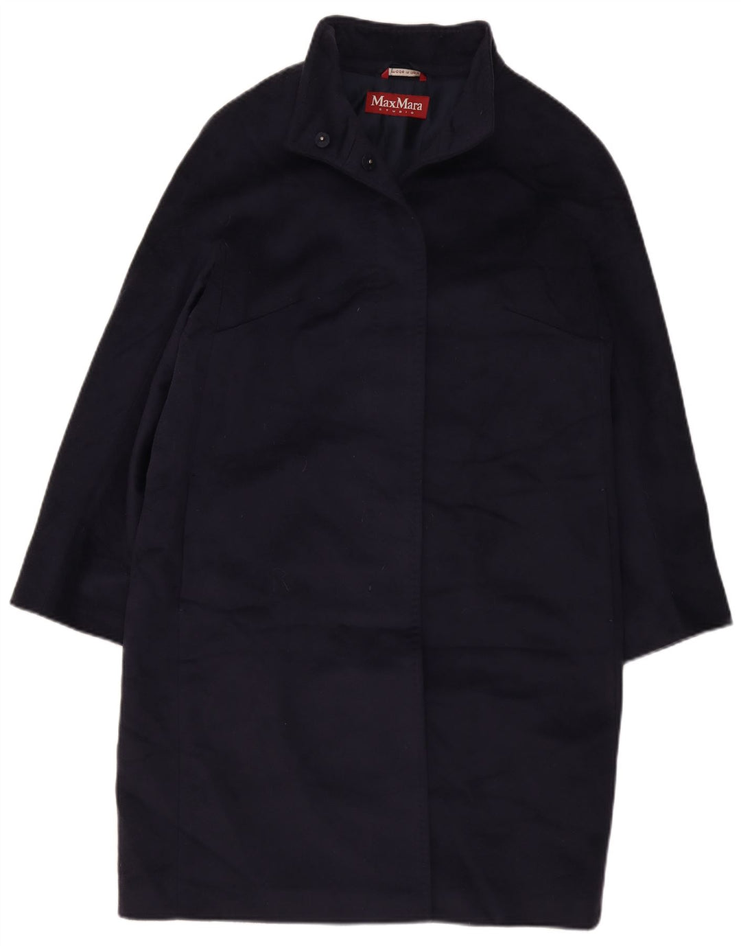 Max Mara Womens Overcoat UK 16 Large  Navy Blue Virgin Wool