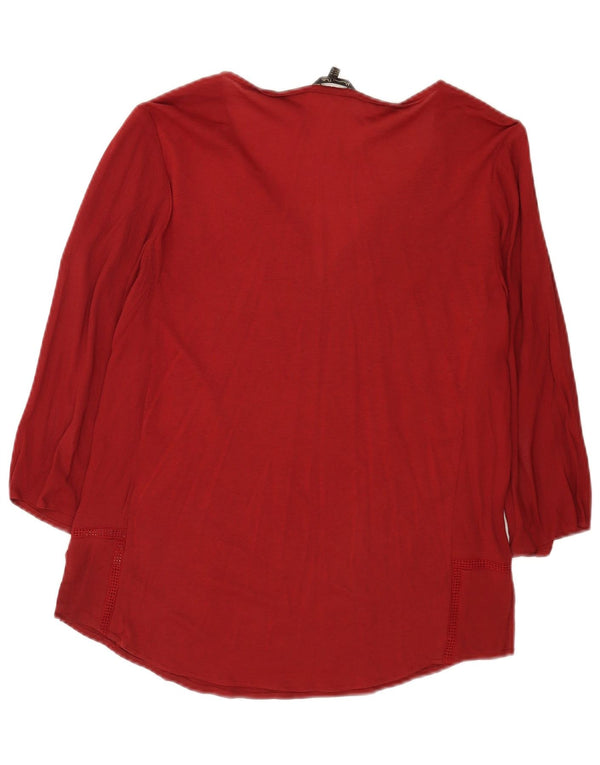 Massimo Dutti Womens 3/4 Sleeve Tunic Top UK 14 Medium Burgundy Viscose