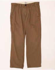 TIMBERLAND Mens Straight Chino Trousers W32 L28 Brown Cotton