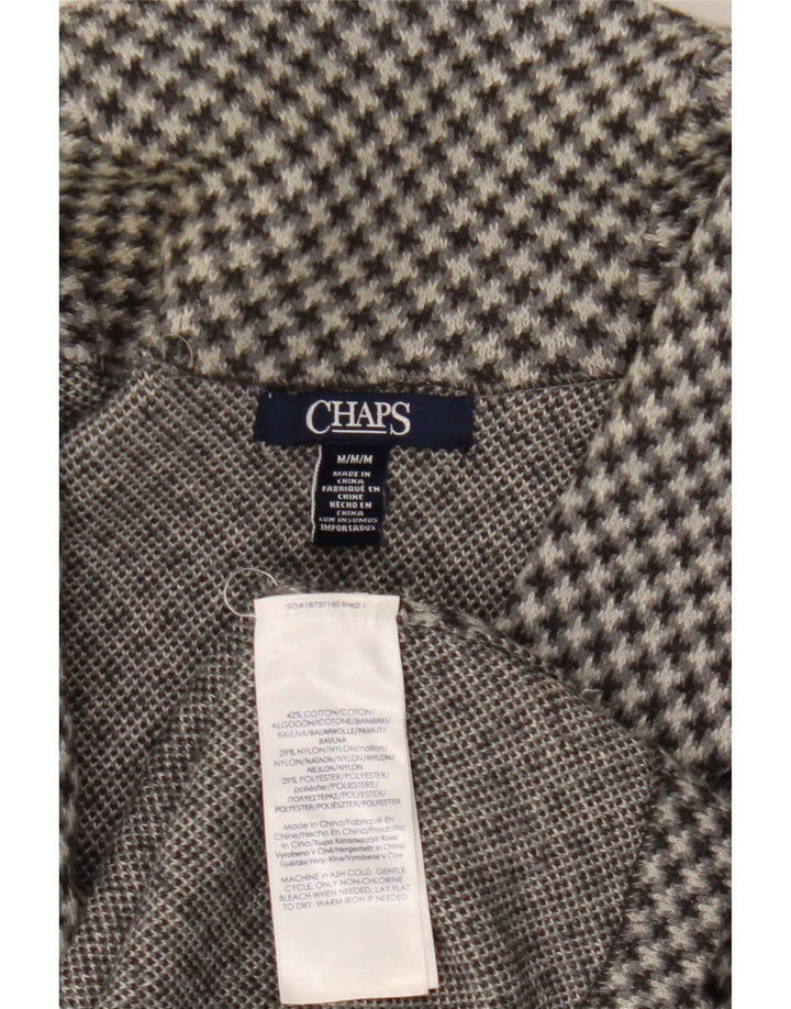 Chaps Womens Sleeveless Cardigan Top UK 14 Medium Grey Houndstooth Cotton