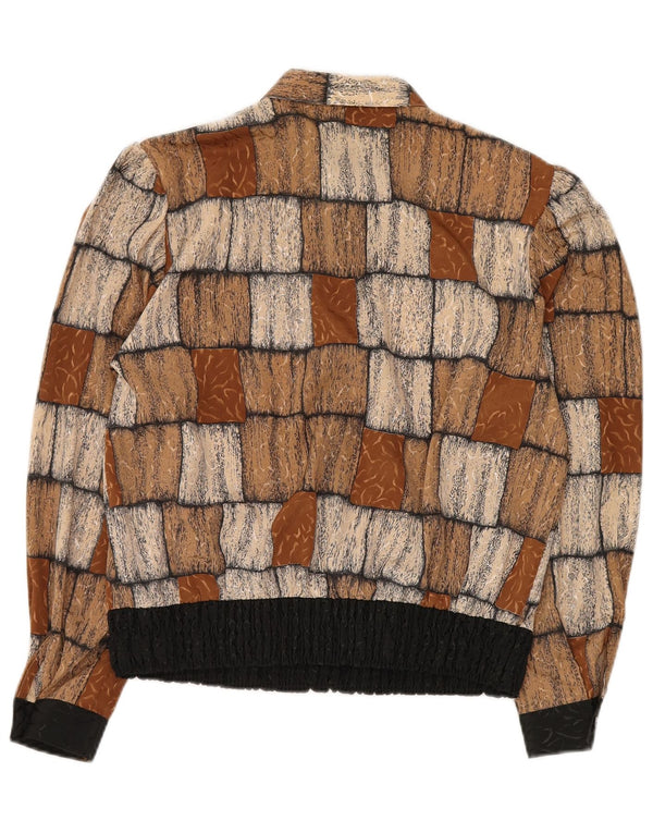 FRANKENWALDER Womens Shirt Blouse EU 42 Large Brown Patchwork Polyester