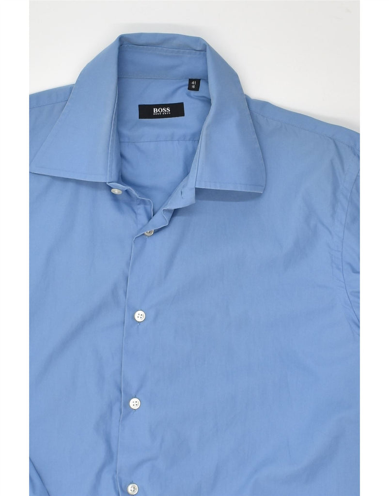 HUGO BOSS Mens Shirt Size 16 Large Blue Cotton | Vintage Hugo Boss | Thrift | Second-Hand Hugo Boss | Used Clothing | Messina Hembry 