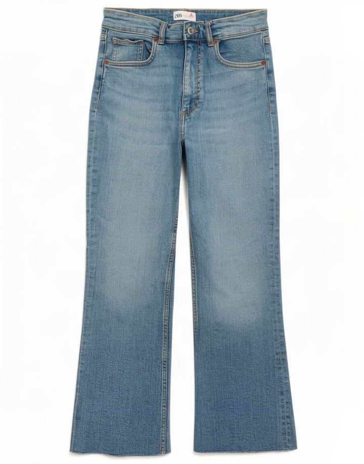 Zara Womens Flare Cropped Jeans EU 40 Medium W30 L24 Blue
