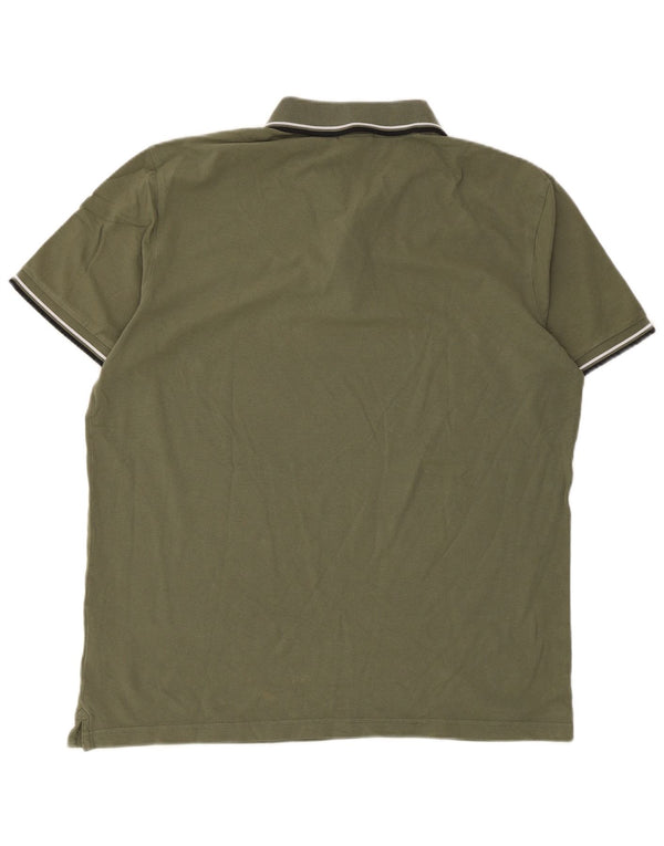 Diadora Mens Polo Shirt 2XL Khaki Striped Cotton