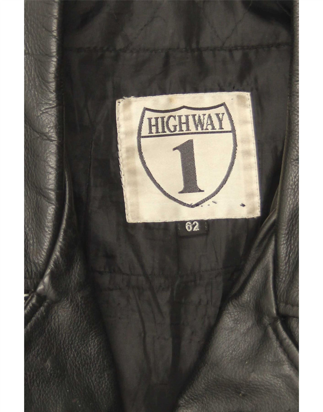 Highway 1 Mens Leather Biker Jacket Size 62 4XL Black Leather