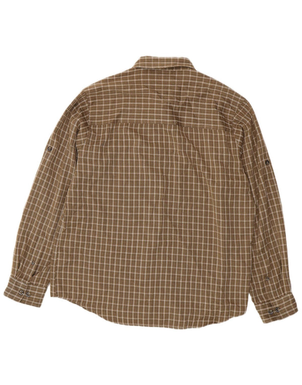 Jack Wolfskin Mens Checked Flannel Shirt UK 40/42 Large Brown Check