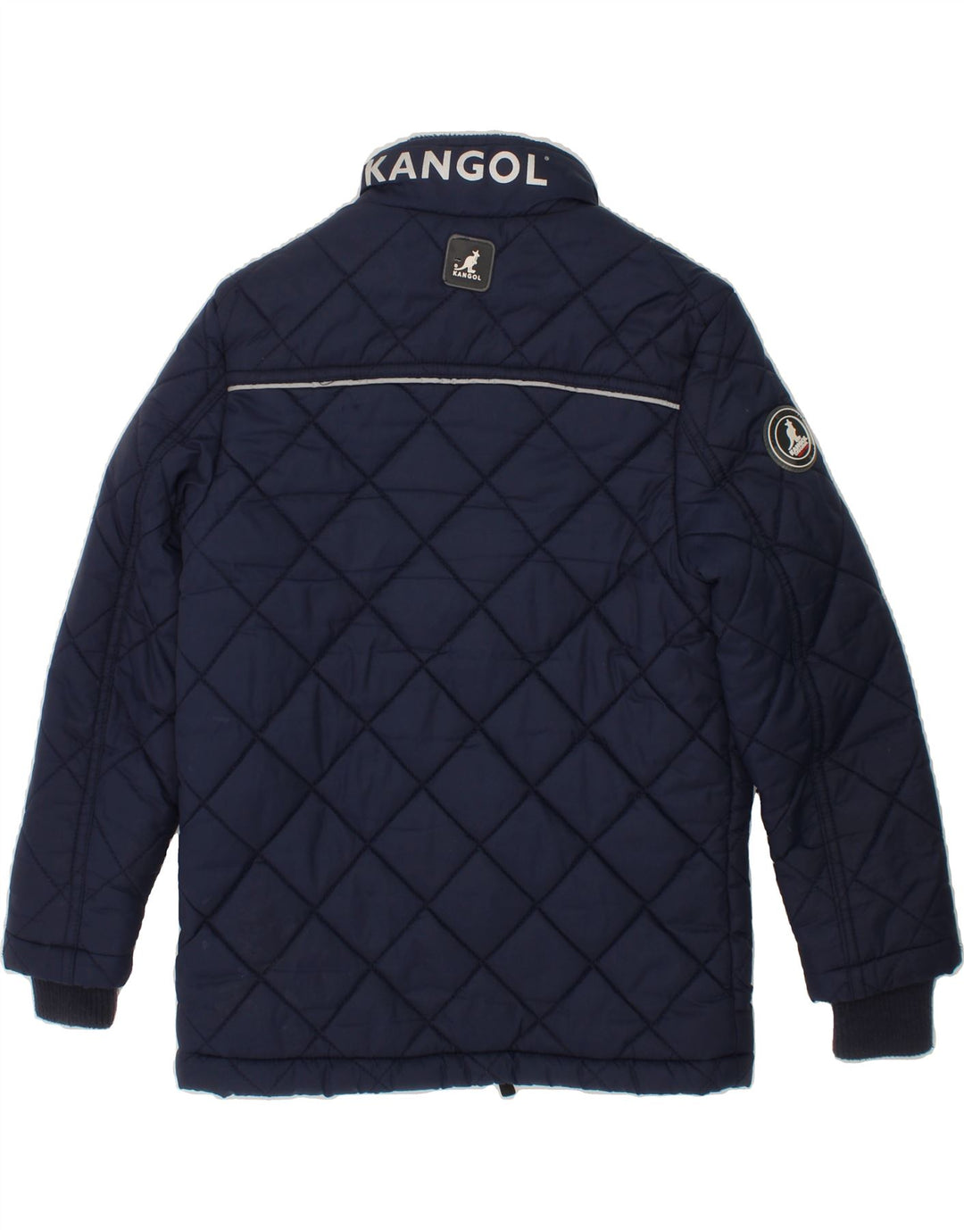 KANGOL Boys Graphic Quilted Jacket 6-7 Years Navy Blue Nylon Vintage Kangol and Second-Hand Kangol from Messina Hembry 