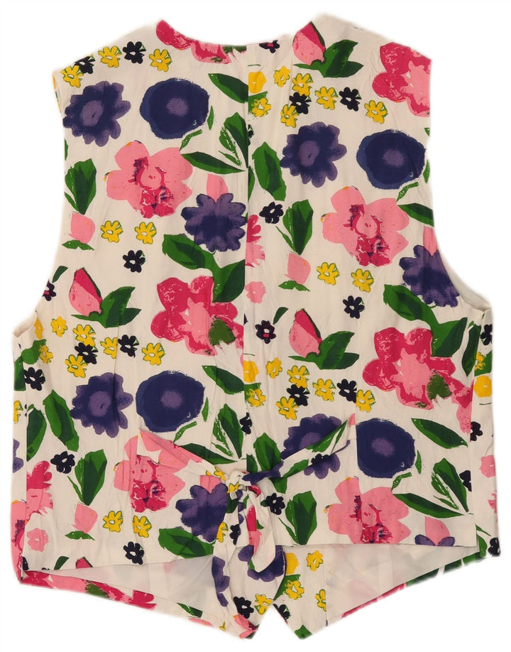 Regina Womens Waistcoat EU 40 Medium White Floral Viscose