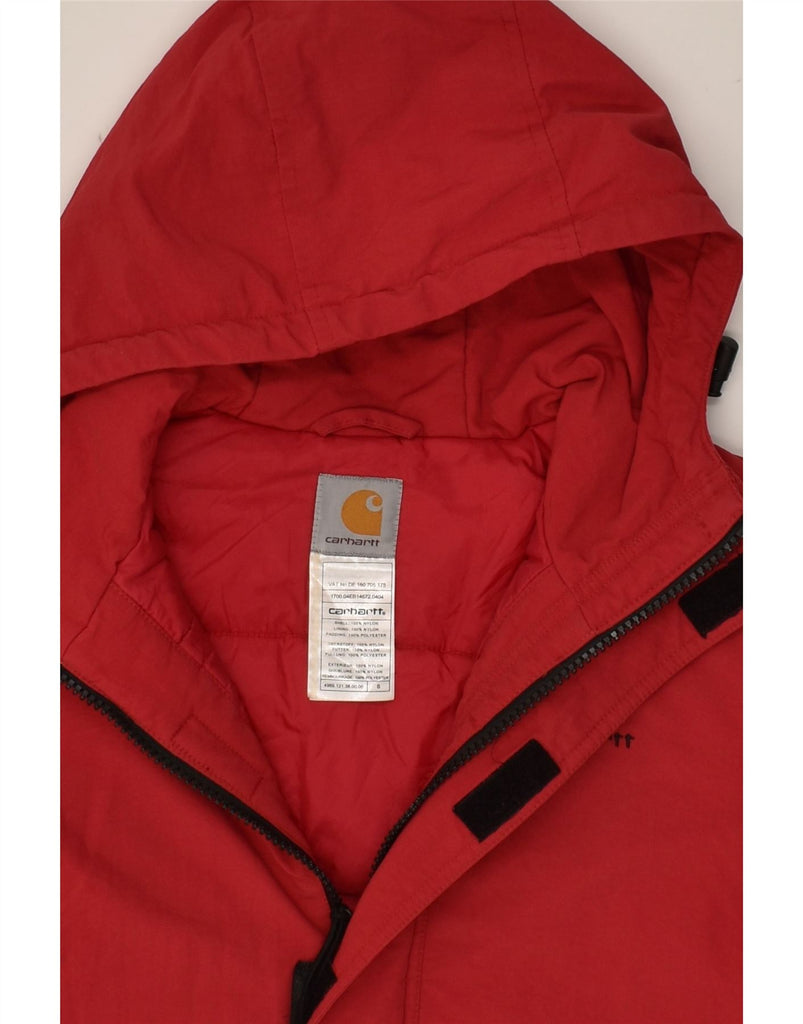 CARHARTT Womens Hooded Windbreaker Jacket UK 10 Small Red Nylon | Vintage Carhartt | Thrift | Second-Hand Carhartt | Used Clothing | Messina Hembry 