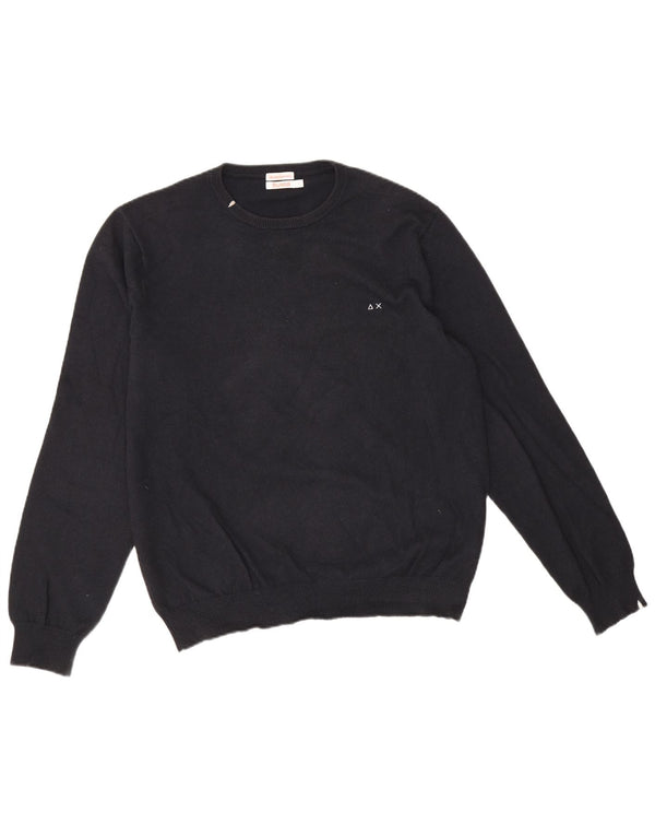 Sun68 Mens Crew Neck Jumper Sweater Large Black Cotton