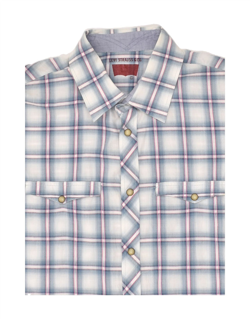 LEVI'S Mens Short Sleeve Shirt Large Blue Check Cotton | Vintage Levi's | Thrift | Second-Hand Levi's | Used Clothing | Messina Hembry 