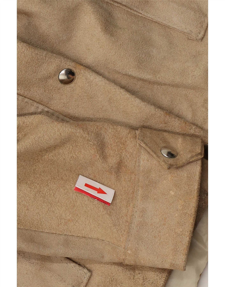 Vintage Womens Suede Jacket UK 14 Large Beige Leather
