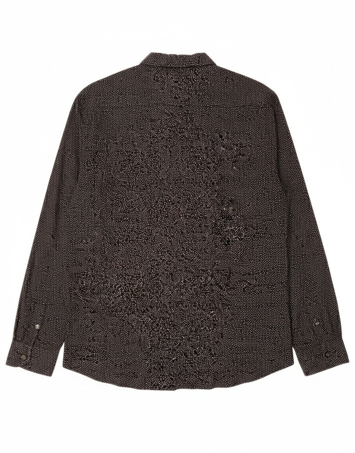 DIESEL Mens Slim Fit Shirt 2XL Black Spotted Cotton