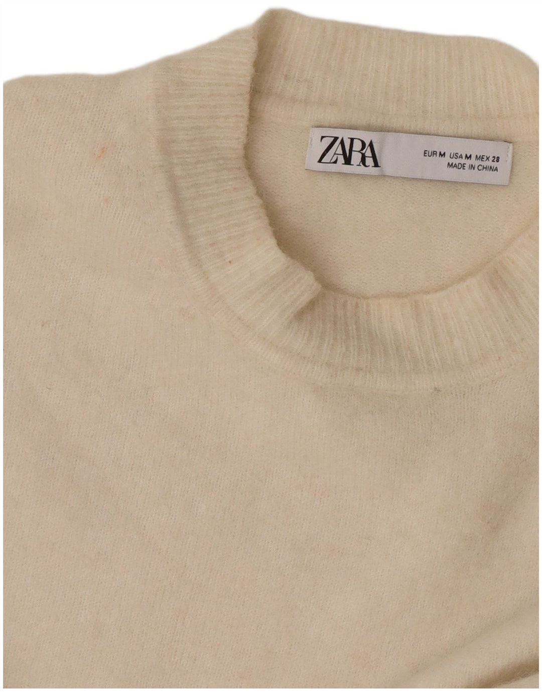 Zara Womens Oversized Crew Neck Jumper Sweater UK 14 Medium Off White