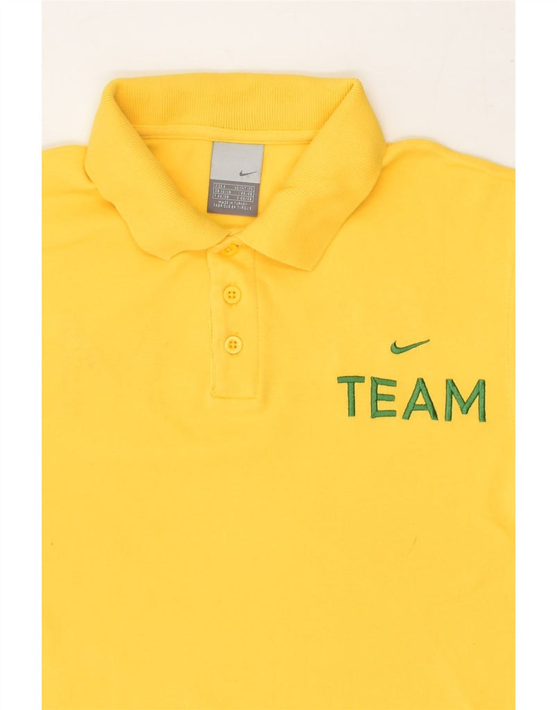 NIKE Mens Graphic Polo Shirt UK 36/38 Small Yellow Cotton | Vintage Nike | Thrift | Second-Hand Nike | Used Clothing | Messina Hembry 