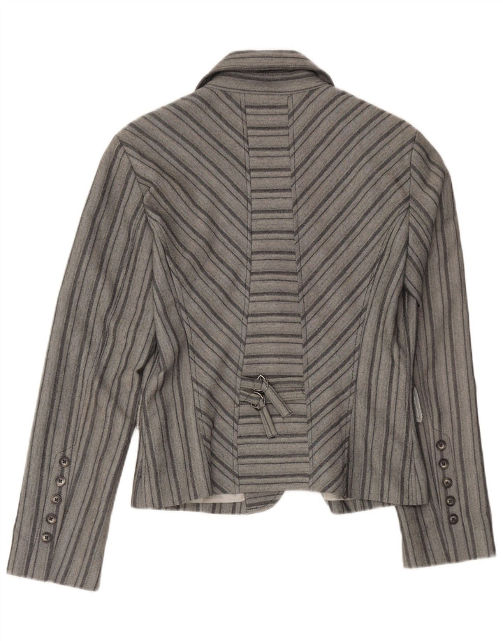 Vintage Womens 2 Button Blazer Jacket EU 46 XL Grey Striped