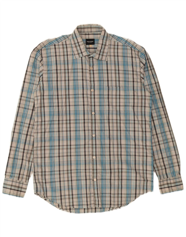 Dockers Mens Shirt Size 46/48 XL Blue Check Cotton