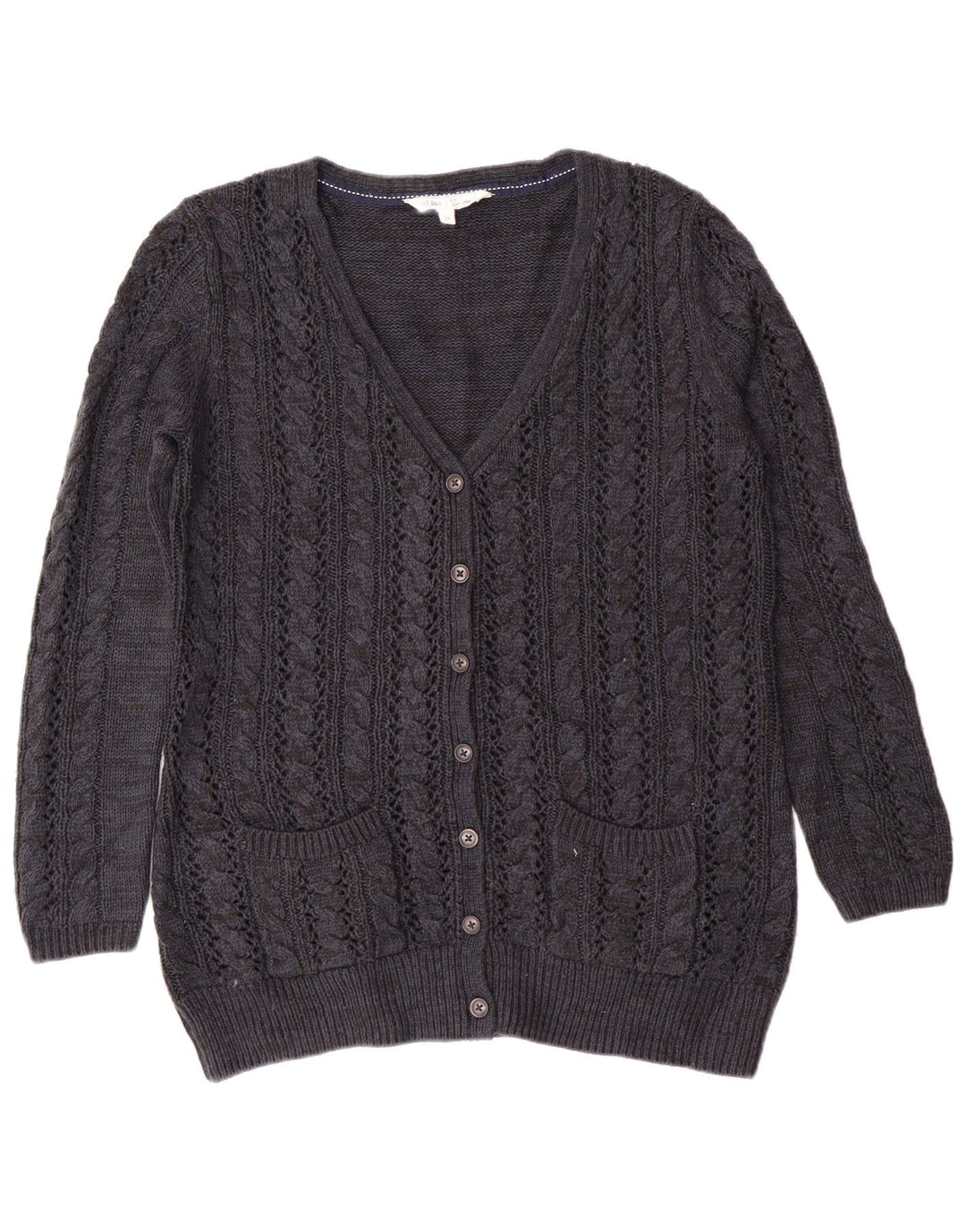 Fat Face Womens Cardigan Sweater UK 14 Large Navy Blue Cashmere Classic