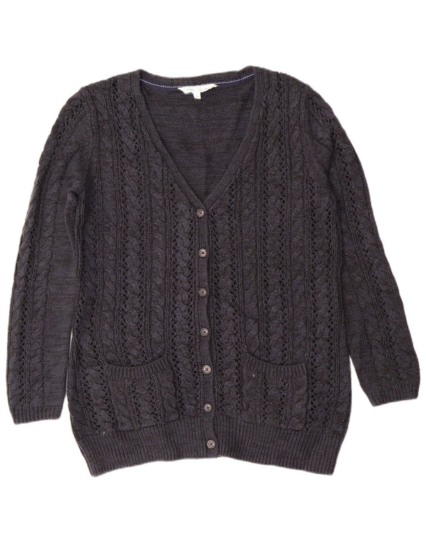 Fat Face Womens Cardigan Sweater UK 14 Large Navy Blue Cashmere Classic