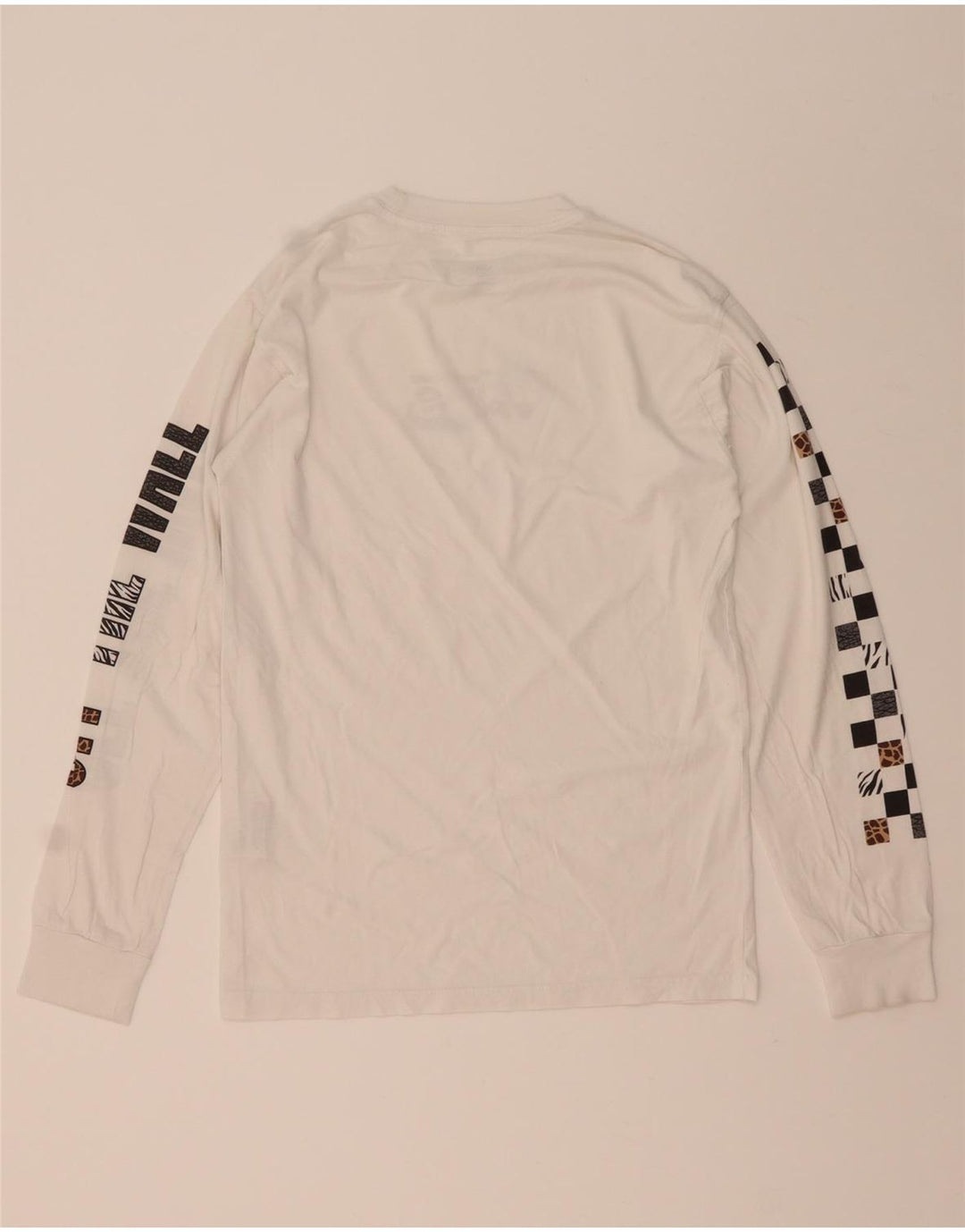 VANS Mens Classic Fit Graphic Top Long Sleeve Small White Cotton
