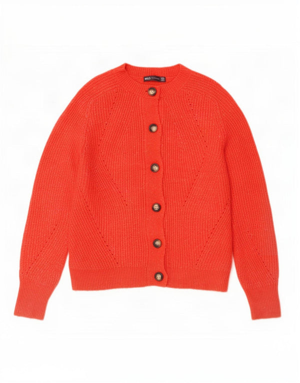 Marks & Spencer Womens Cardigan Sweater UK 10 Small Red Flecked Acrylic