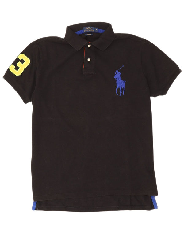 Polo Ralph Lauren Mens Graphic Custom Fit Polo Shirt Medium Black Cotton