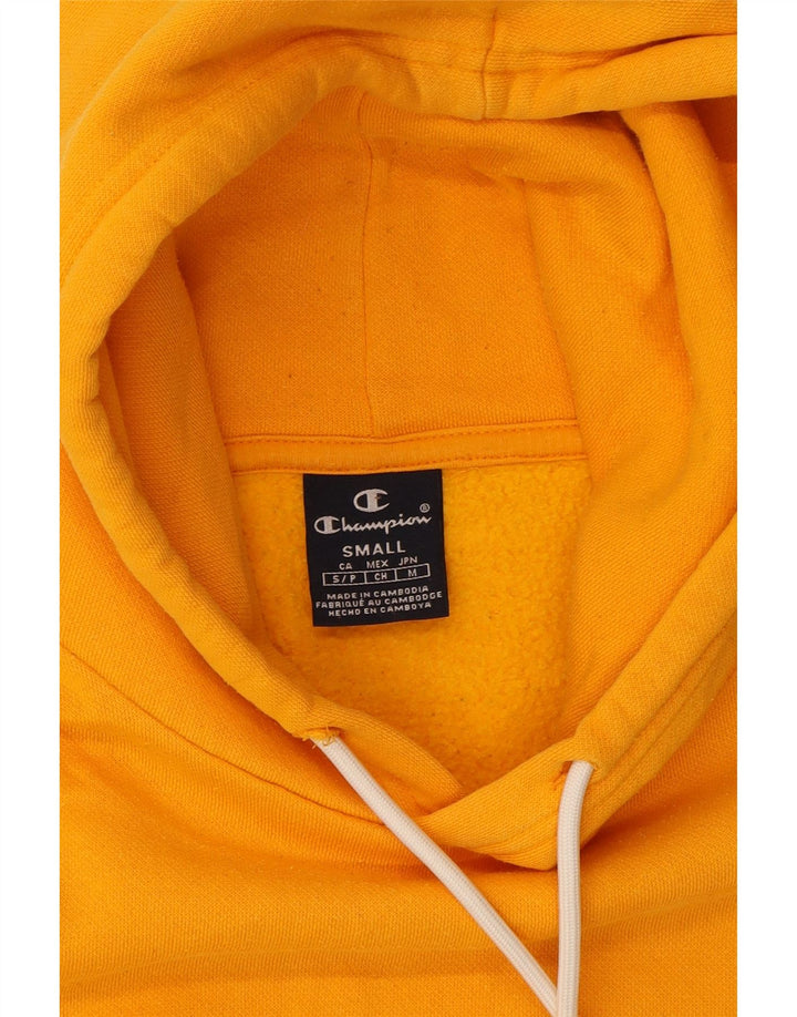 CHAMPION Mens Hoodie Jumper Small Yellow Cotton