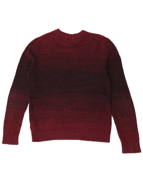 Jack & Jones Mens Crew Neck Jumper Sweater Medium Maroon Colourblock Cotton